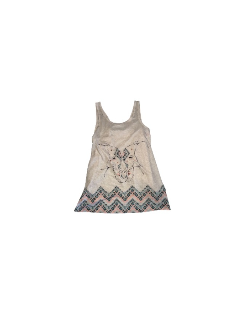 🆕 Justice White Tank Top with Boho Elephant Graphic - Girl’s Size 16 to 18